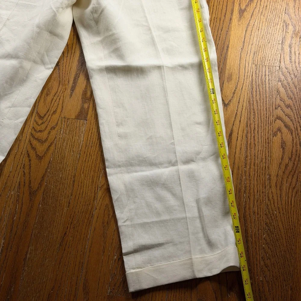 Brooks Brothers 1818 Madison Men 44R Linen Pants Cream Cuffed Dress Pants Beach
